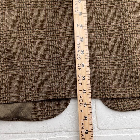 Evan Picone Blazer Men 43L Brown Green Purple Tan Plaid Wool Cashmere Jacket VTG - Picture 15 of 16